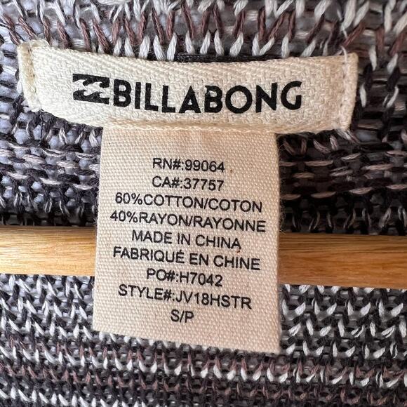 Billabong Cardigan Duster Womens Size S/P Brown with Pockets Striped Open Earthy - Picture 2 of 16